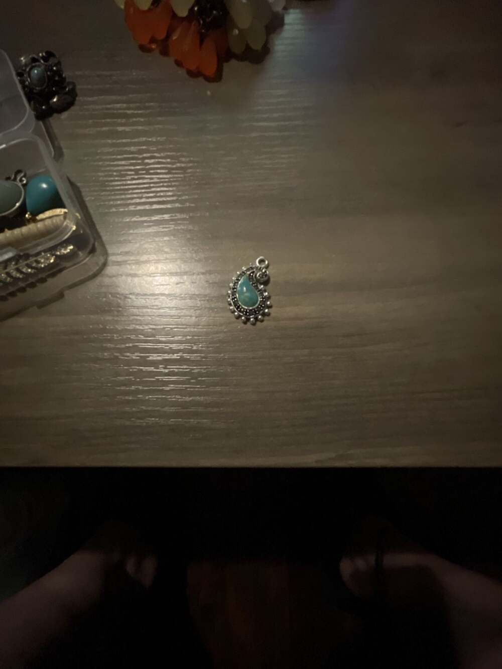Unbranded Turquoise Style Teardrop Pendant Silver Tone Jewelry